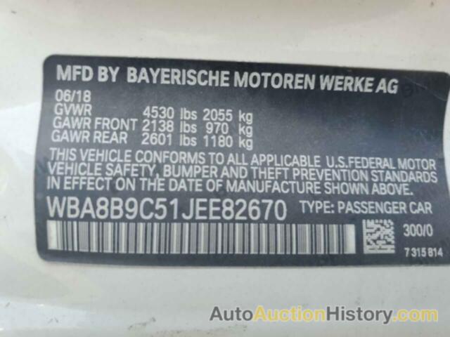 BMW 3 SERIES I, WBA8B9C51JEE82670
