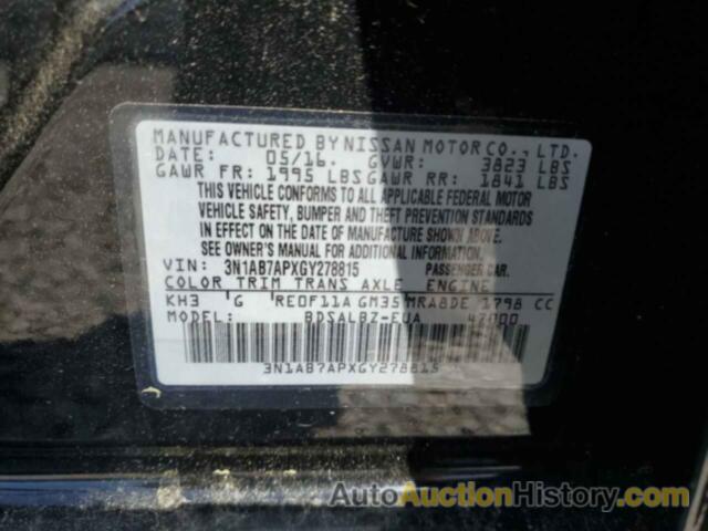 NISSAN SENTRA S, 3N1AB7APXGY278815