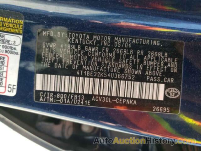 TOYOTA CAMRY LE, 4T1BE32K54U366752