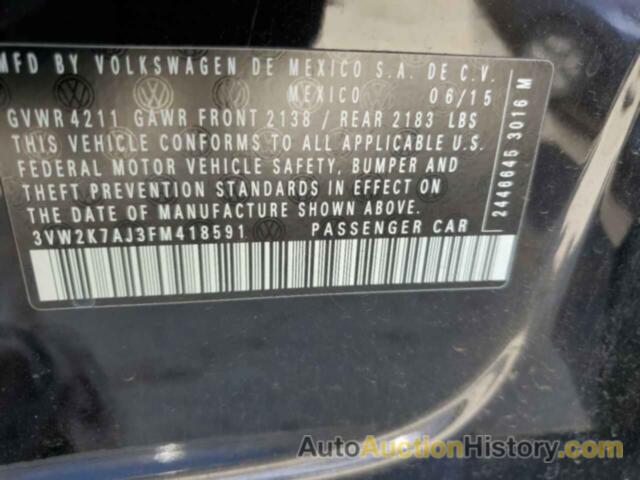 VOLKSWAGEN JETTA BASE, 3VW2K7AJ3FM418591