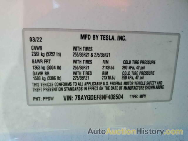 TESLA MODEL Y, 7SAYGDEF8NF408504