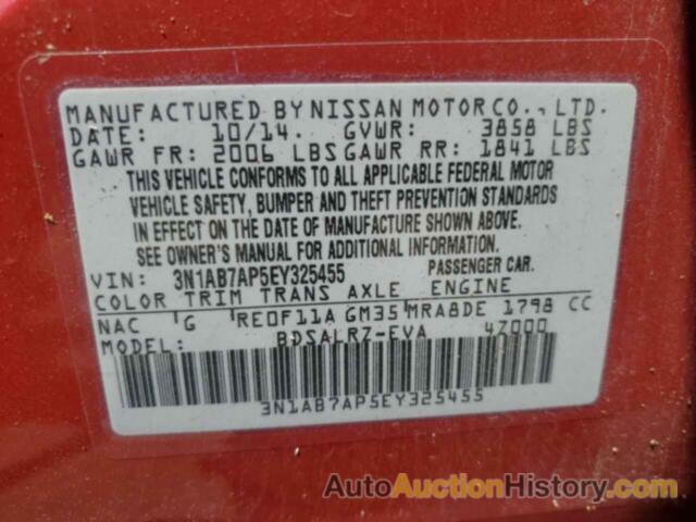 NISSAN SENTRA S, 3N1AB7AP5EY325455