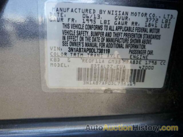 NISSAN SENTRA S, 3N1AB7AP0DL738119