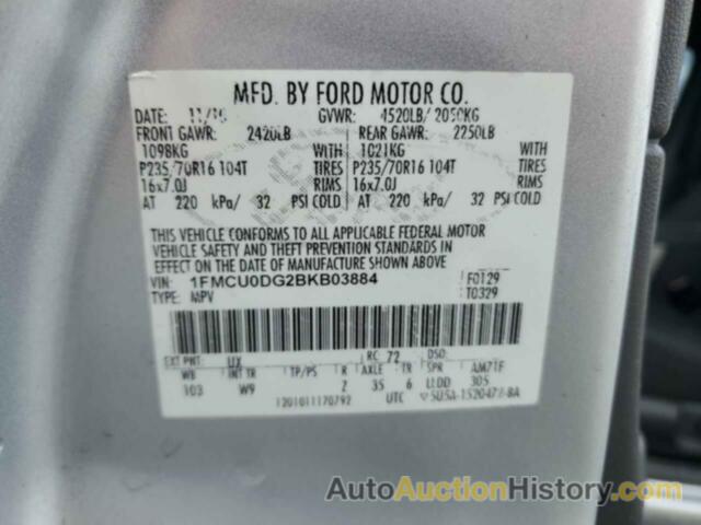 FORD ESCAPE XLT, 1FMCU0DG2BKB03884