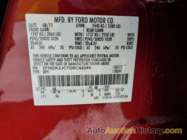 FORD EDGE SEL, 2FMDK3JC7DBC92249