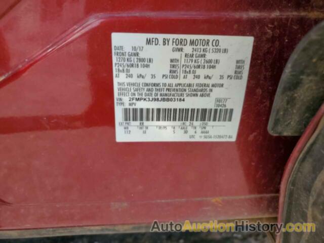 FORD EDGE SEL, 2FMPK3J98JBB03184