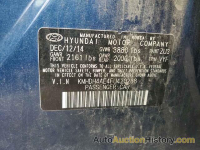 HYUNDAI ELANTRA SE, KMHDH4AE4FU420238