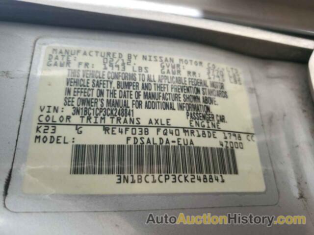 NISSAN VERSA S, 3N1BC1CP3CK248841