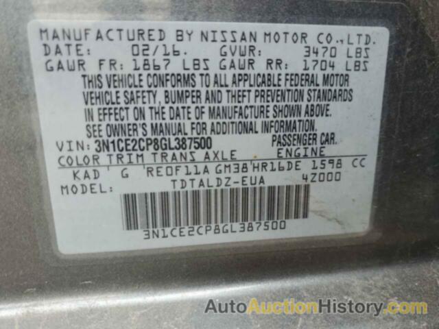 NISSAN VERSA S, 3N1CE2CP8GL387500