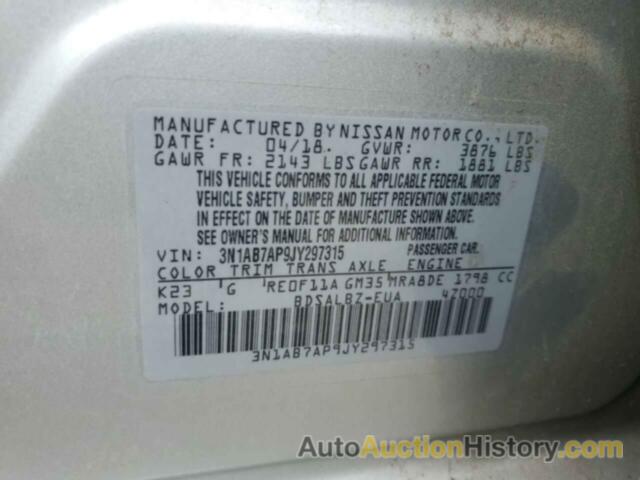 NISSAN SENTRA S, 3N1AB7AP9JY297315