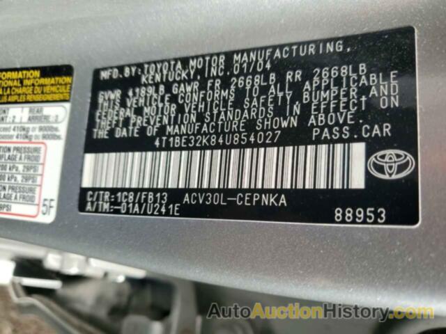 TOYOTA CAMRY LE, 4T1BE32K84U854027