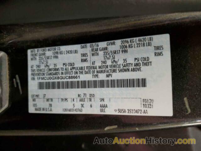 FORD ESCAPE SE, 1FMCU0GX8GUC88661