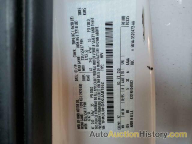 FORD ESCAPE SEL, 1FMCU0HD5KUA81562