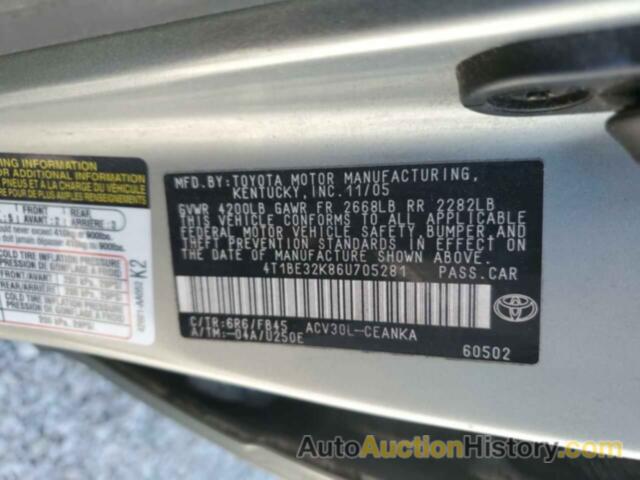 TOYOTA CAMRY LE, 4T1BE32K86U705281