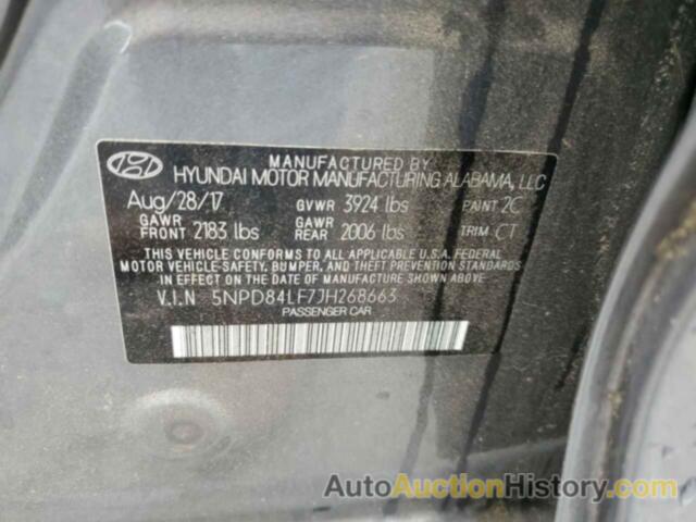 HYUNDAI ELANTRA SEL, 5NPD84LF7JH268663