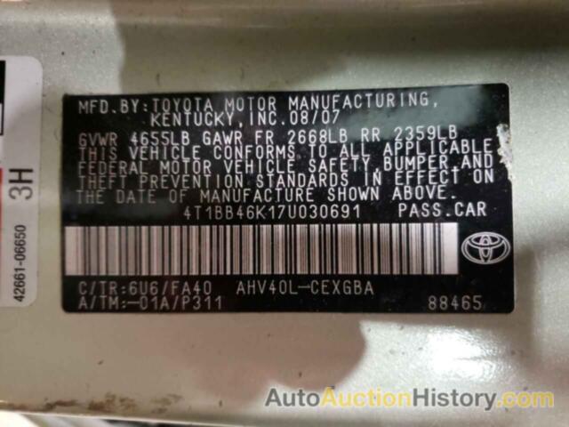 TOYOTA CAMRY HYBRID, 4T1BB46K17U030691