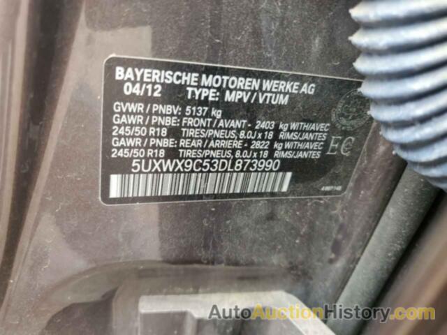 BMW X3 XDRIVE28I, 5UXWX9C53DL873990