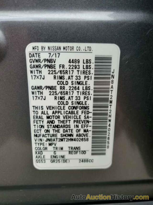 NISSAN ROGUE S, JN8AT2MT2HW402658