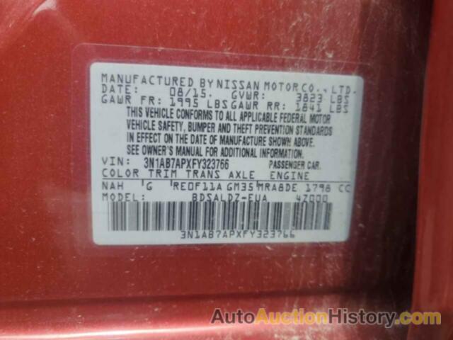 NISSAN SENTRA S, 3N1AB7APXFY323766