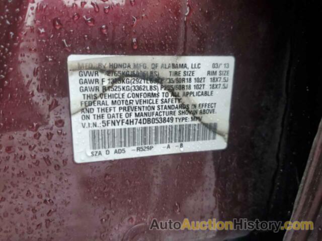 HONDA PILOT EXLN, 5FNYF4H74DB053849