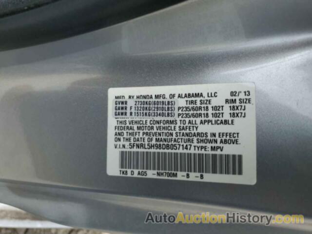 HONDA ODYSSEY TOURING, 5FNRL5H98DB057147