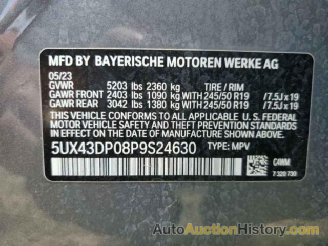 BMW X3 SDRIVE30I, 5UX43DP08P9S24630