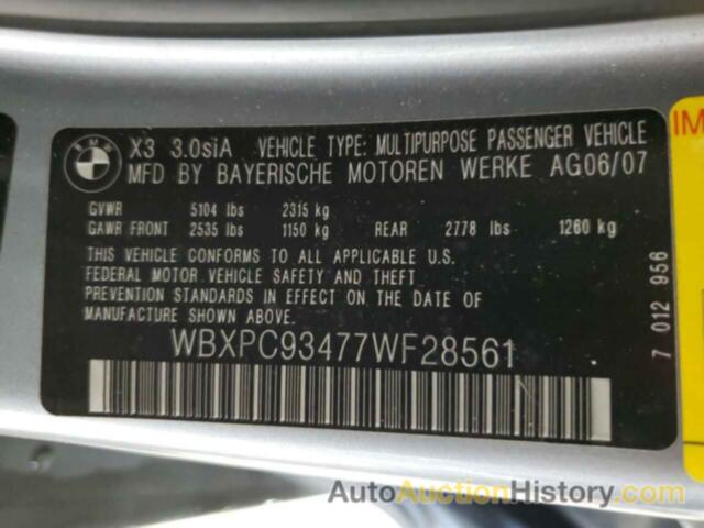 BMW X3 3.0SI, WBXPC93477WF28561