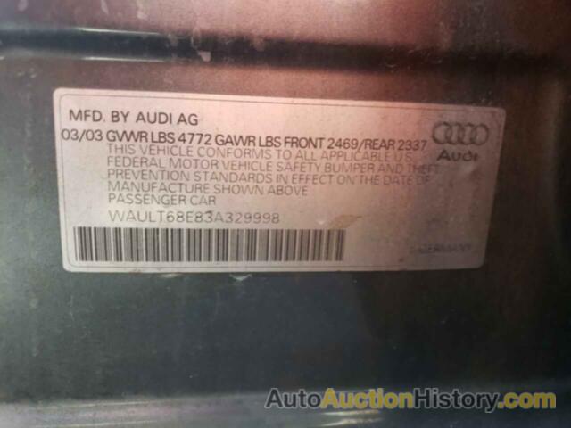 AUDI A4 3.0 QUATTRO, WAULT68E83A329998