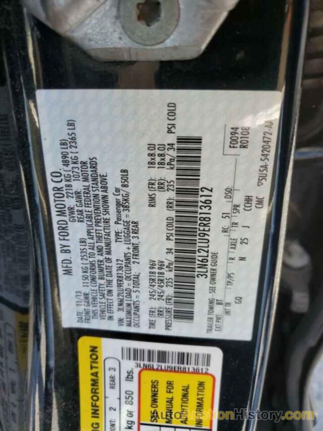 LINCOLN MKZ HYBRID, 3LN6L2LU9ER813612