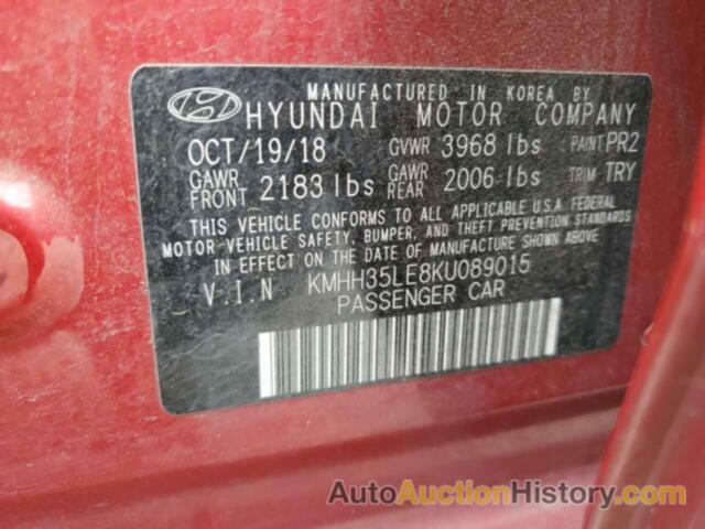 HYUNDAI ELANTRA, KMHH35LE8KU089015