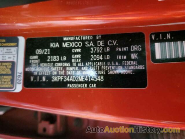 KIA FORTE GT LINE, 3KPF34AD2ME414548