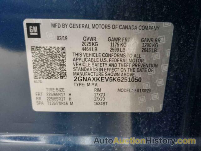 CHEVROLET EQUINOX LT, 2GNAXKEV5K6251050