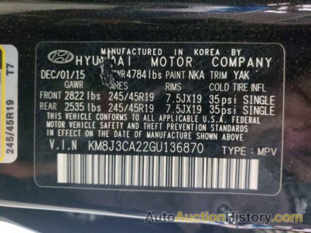 HYUNDAI TUCSON LIMITED, KM8J3CA22GU136870