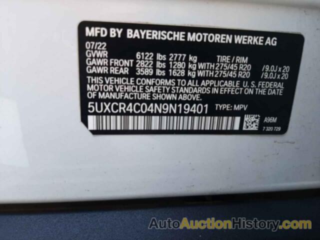 BMW X5 SDRIVE 40I, 5UXCR4C04N9N19401