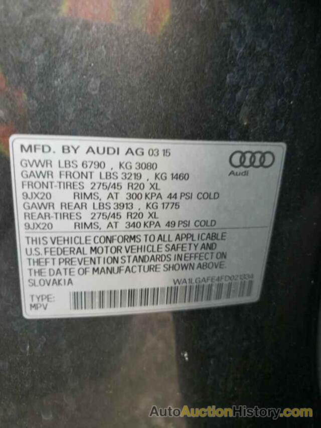 AUDI Q7 PREMIUM PLUS, WA1LGAFE4FD021334