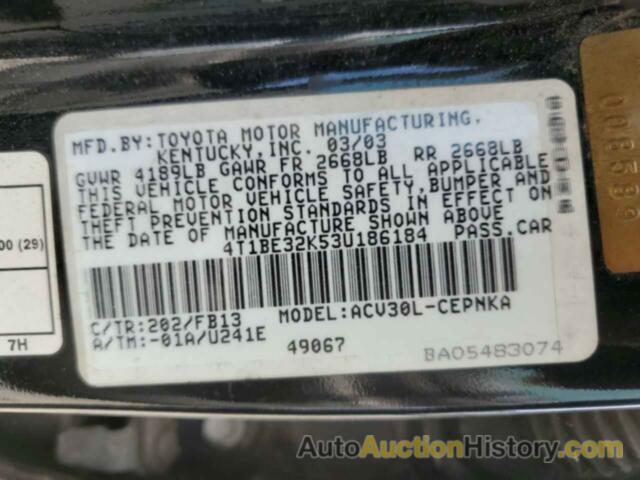 TOYOTA CAMRY LE, 4T1BE32K53U186184