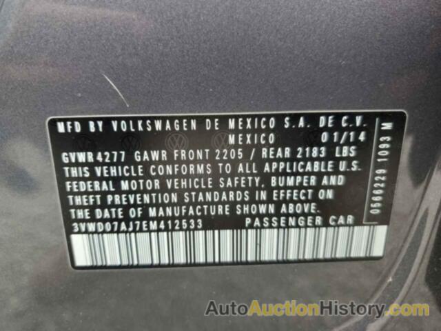 VOLKSWAGEN JETTA SE, 3VWD07AJ7EM412533