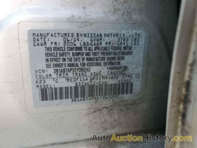 NISSAN SENTRA S, 3N1AB7APXEY269240