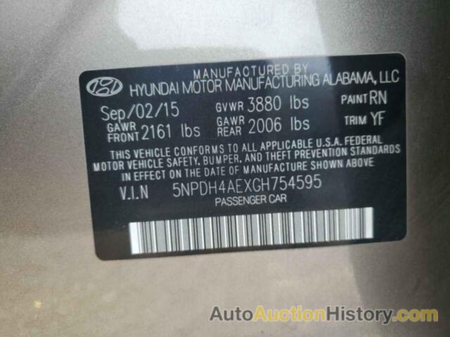 HYUNDAI ELANTRA SE, 5NPDH4AEXGH754595