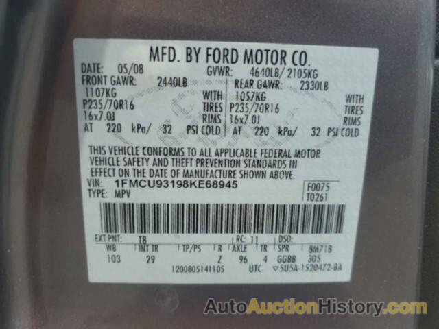 FORD ESCAPE XLT, 1FMCU93198KE68945