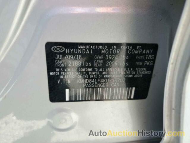 HYUNDAI ELANTRA SEL, KMHD84LF4KU736707