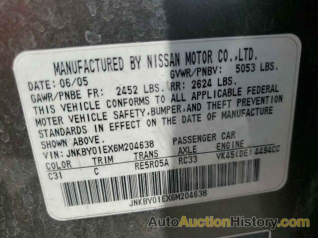 INFINITI M45 BASE, JNKBY01EX6M204638