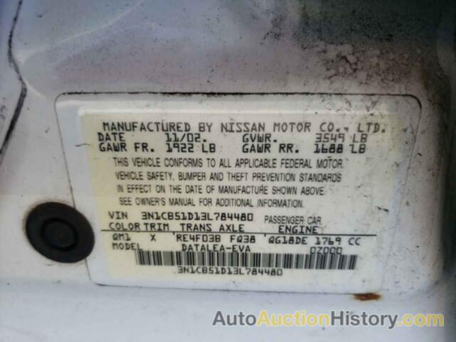 NISSAN SENTRA XE, 3N1CB51D13L784480