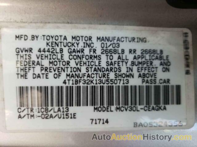 TOYOTA CAMRY LE, 4T1BF32K13U550713