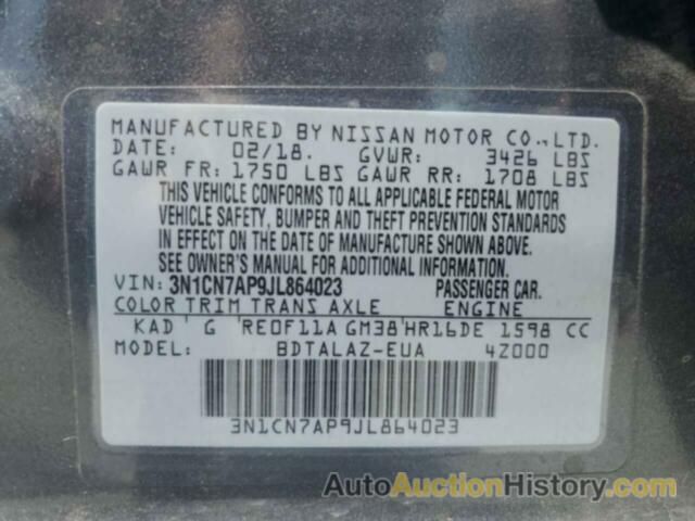 NISSAN VERSA S, 3N1CN7AP9JL864023