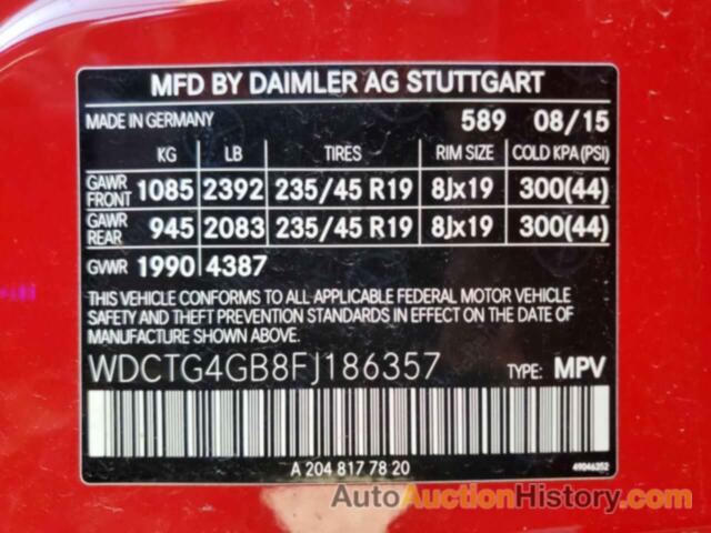 MERCEDES-BENZ GLA-CLASS 250 4MATIC, WDCTG4GB8FJ186357