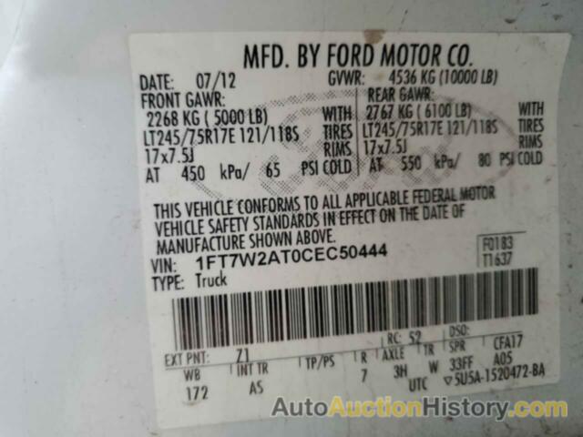 FORD F250 SUPER DUTY, 1FT7W2AT0CEC50444