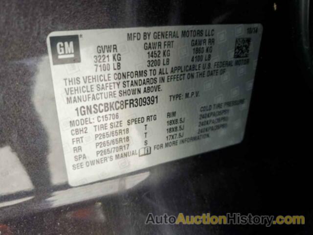 CHEVROLET TAHOE C1500 LT, 1GNSCBKC8FR309391