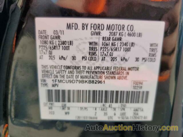 FORD ESCAPE XLT, 1FMCU9D79BKB82961