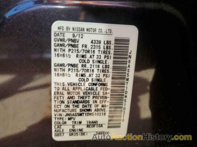 NISSAN ROGUE S, JN8AS5MT1DW510218